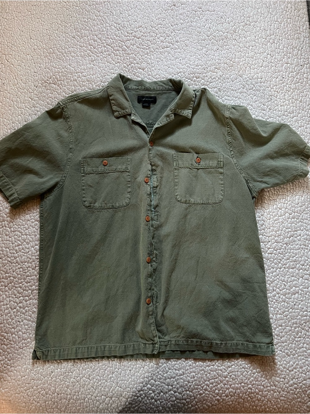 Cotton On Olive Green Short Sleeve Button-Down Shirt